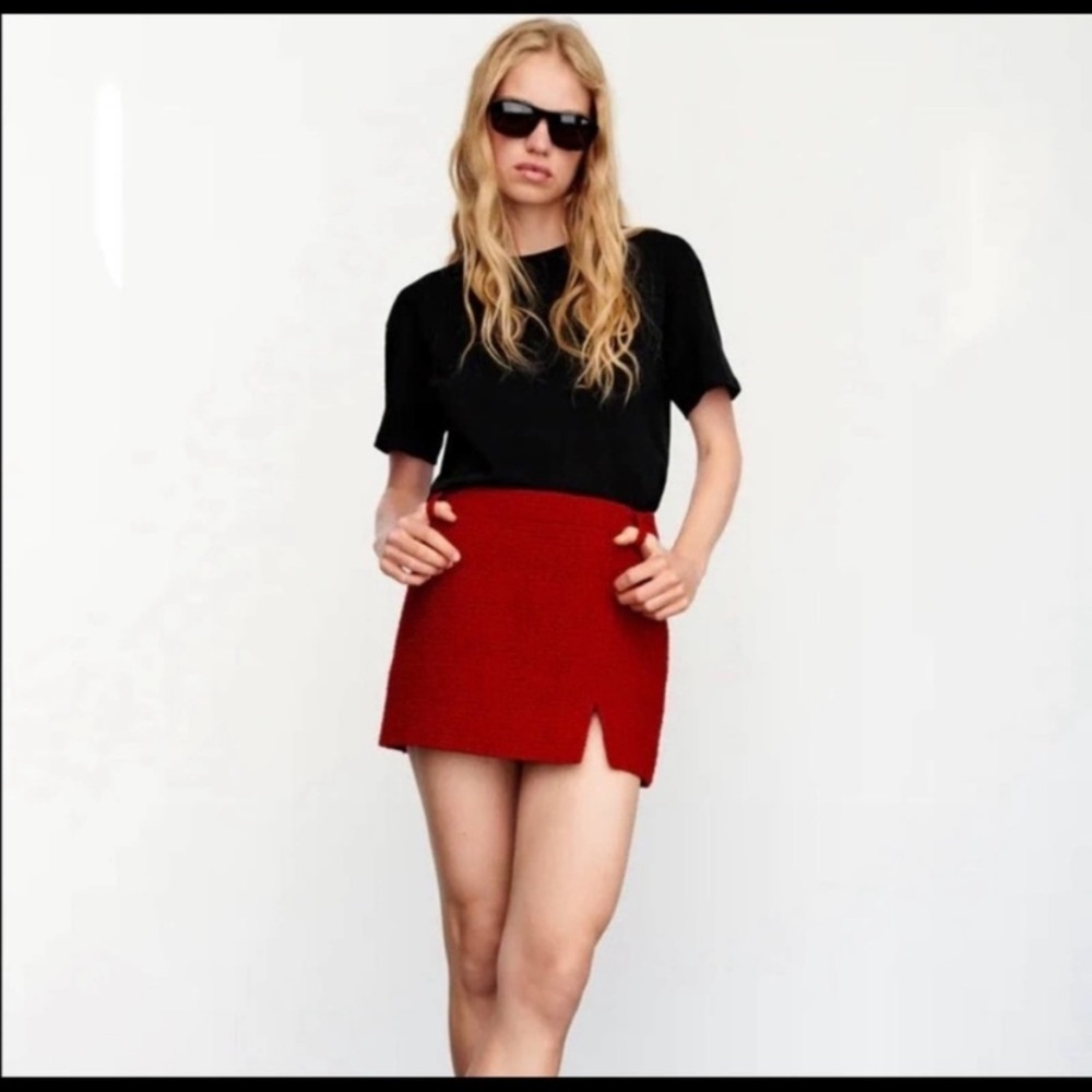 Zara Textured Tweed Mini Skirt